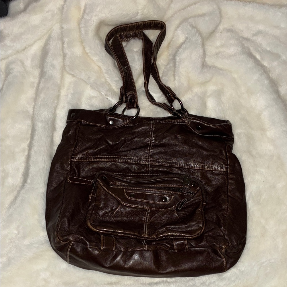 Sparrow True Brown Faux Leather Shoulder Bag
